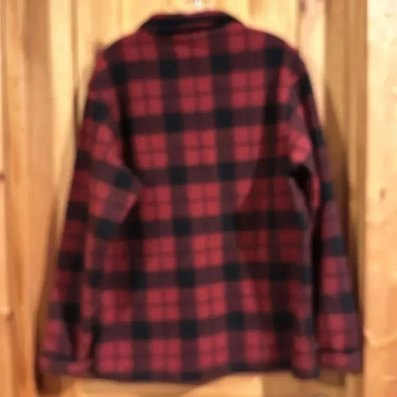 John Wayne Stock & Supply Red Black Buffalo Check 1/4 Zip. Fleece Henley Medium - Picture 5 of 5